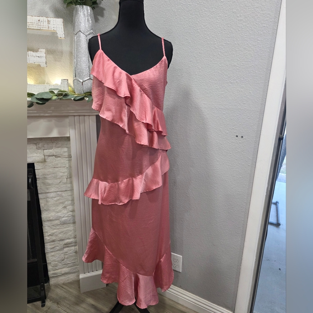 Steve Madden Pink Asymmetrical Ruffle Dress
